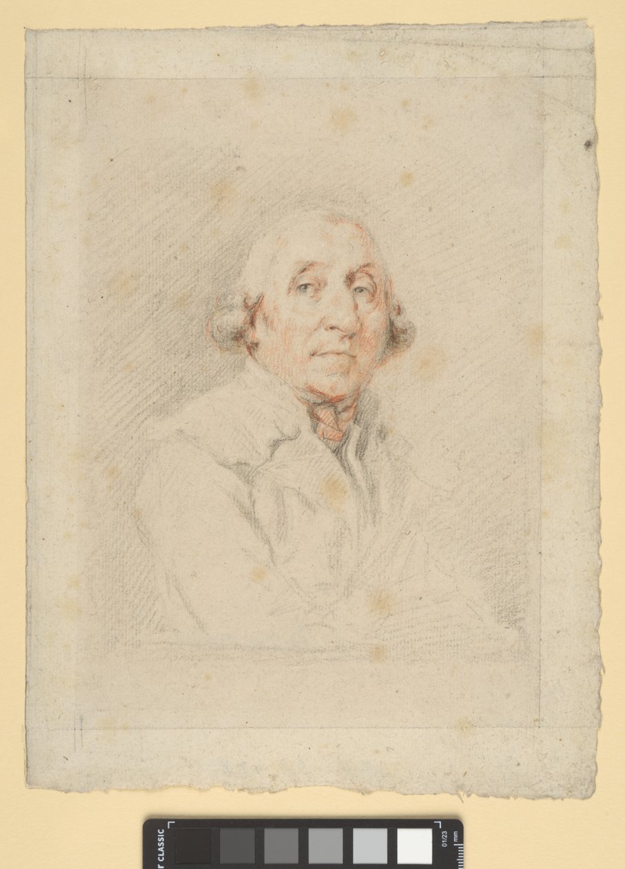 Portret van Joseph Péru (rood, zwart en wit krijt op crèmekleurig papier) door Jacques Vigoureux Duplessis