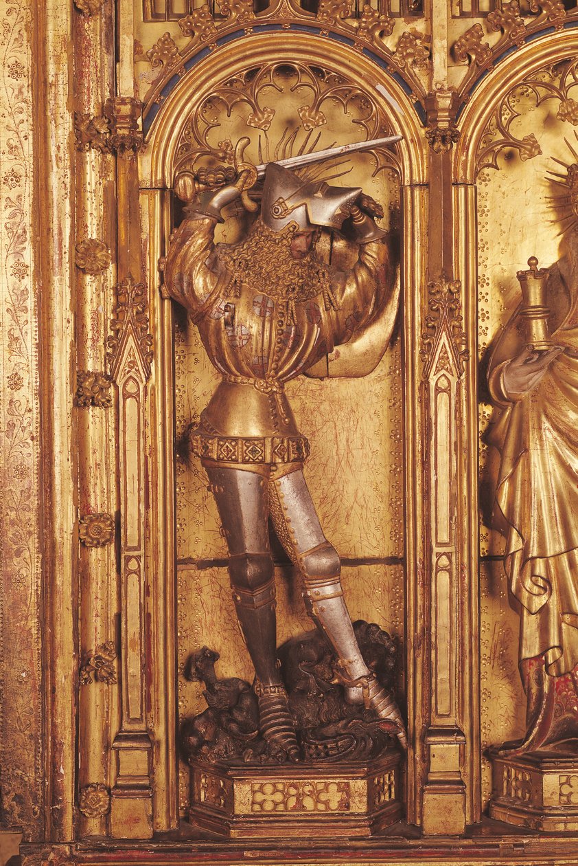 Altaarstuk van de Kruisiging, detail van St. Joris van het linker paneel, uit de Kerk van Chartreuse de Champmol, ca.1391 door Jacques de Baerze or Baers