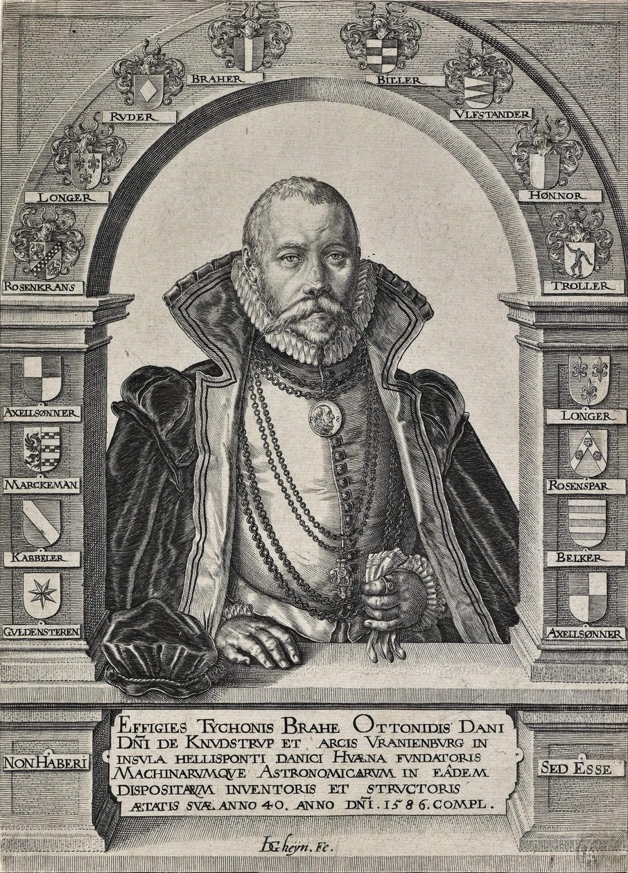 Portret van Tycho Brahe, astronoom (zonder hoed) door Jacques de Gheyn II