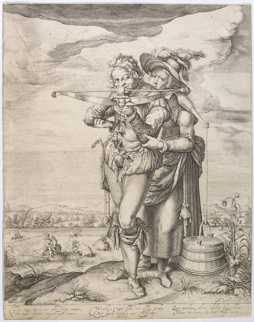 De kruisboogschutter en de melkmeid, ca. 1610 door Jacques de Gheyn the Younger
