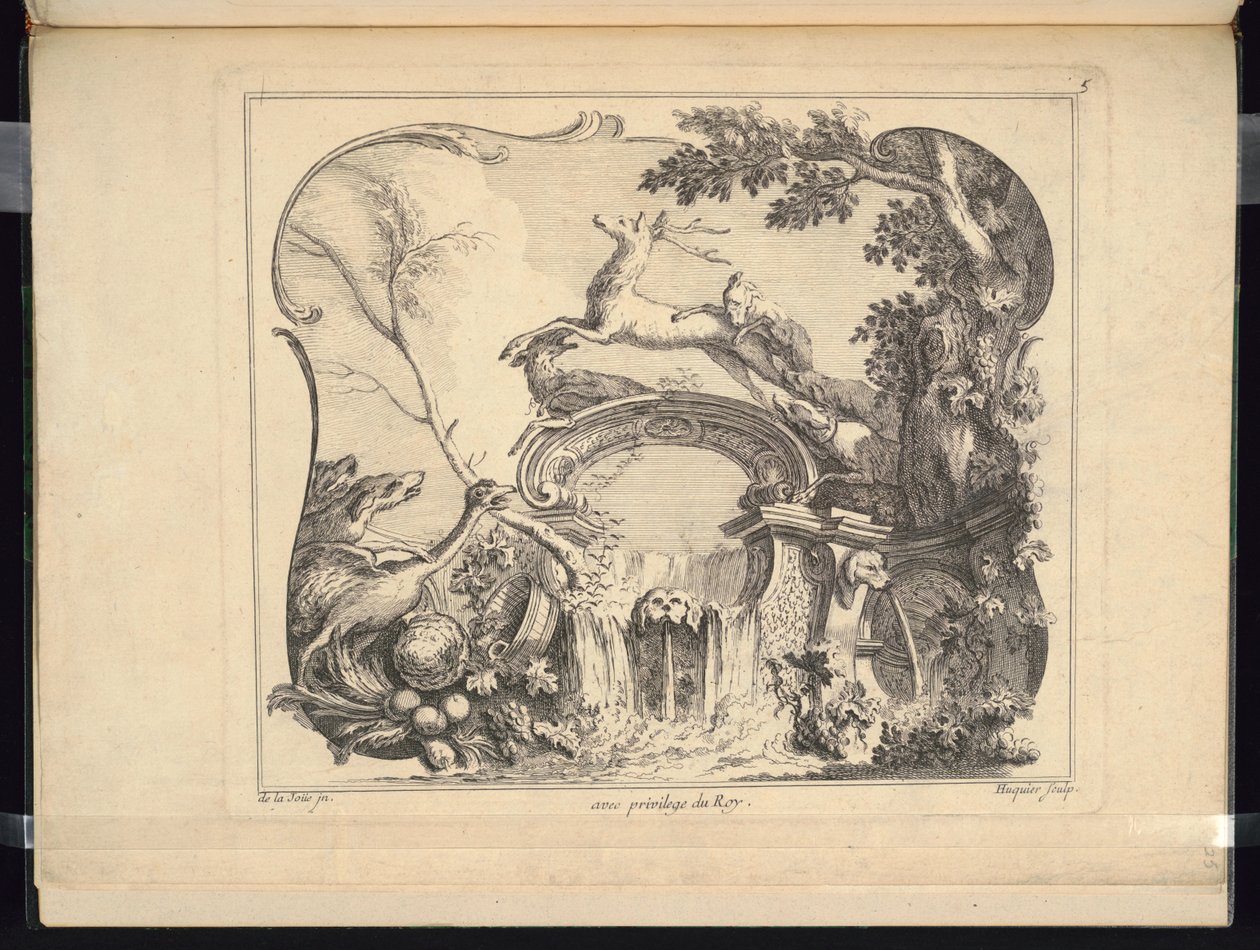Ontwerp voor Cartouche die een Brug Vormt (Horizontaal) door Jacques de Lajoüe