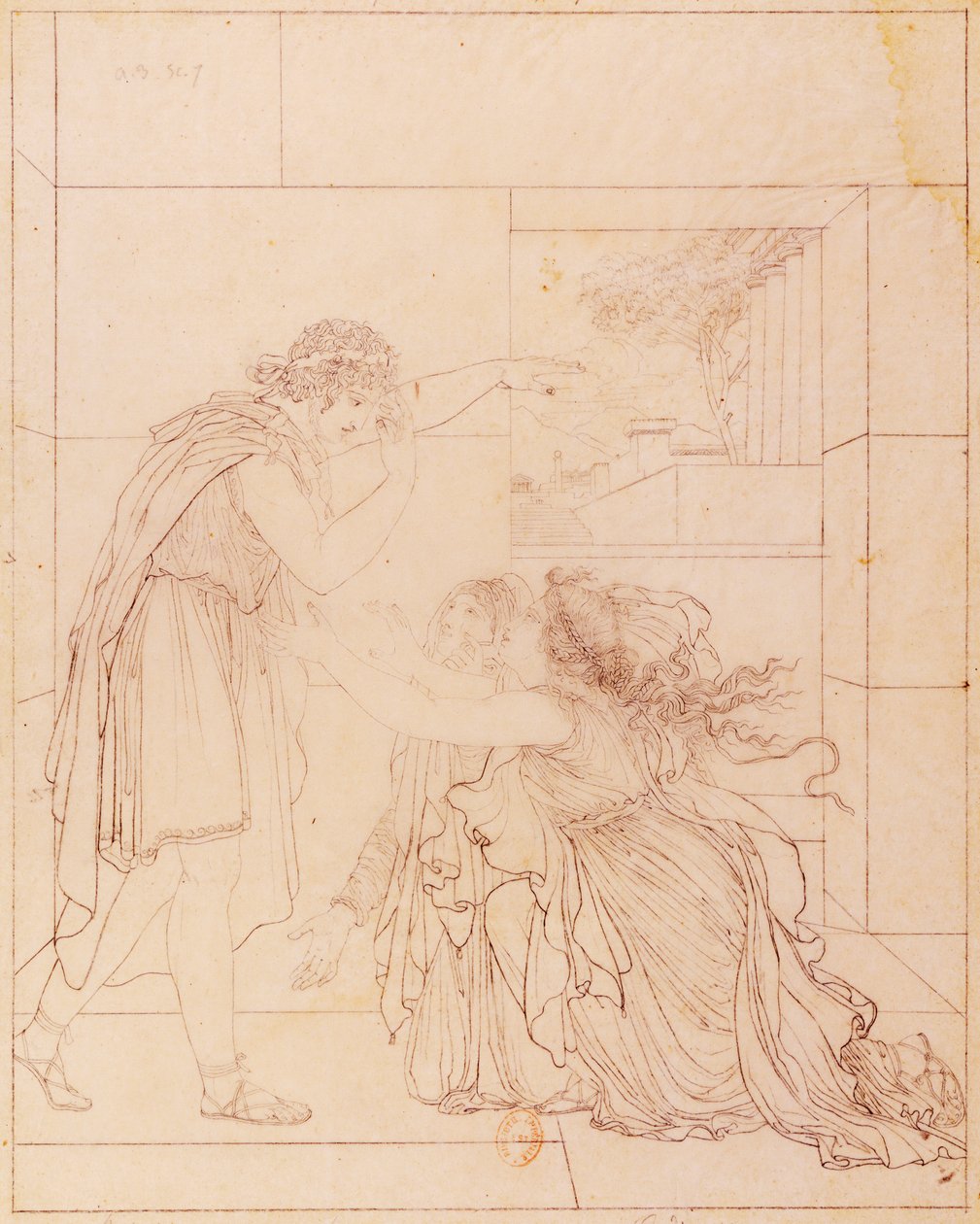 Andromaque aan de voeten van Pyrrhus, illustratie voor Andromaque door Jean Racine (door Jacques de Seve) door Jacques de Seve