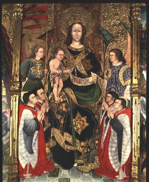 Madonna en kind, centraal paneel van het Paeria altaarstuk gewijd aan St. Michael door Jaime Ferrer II