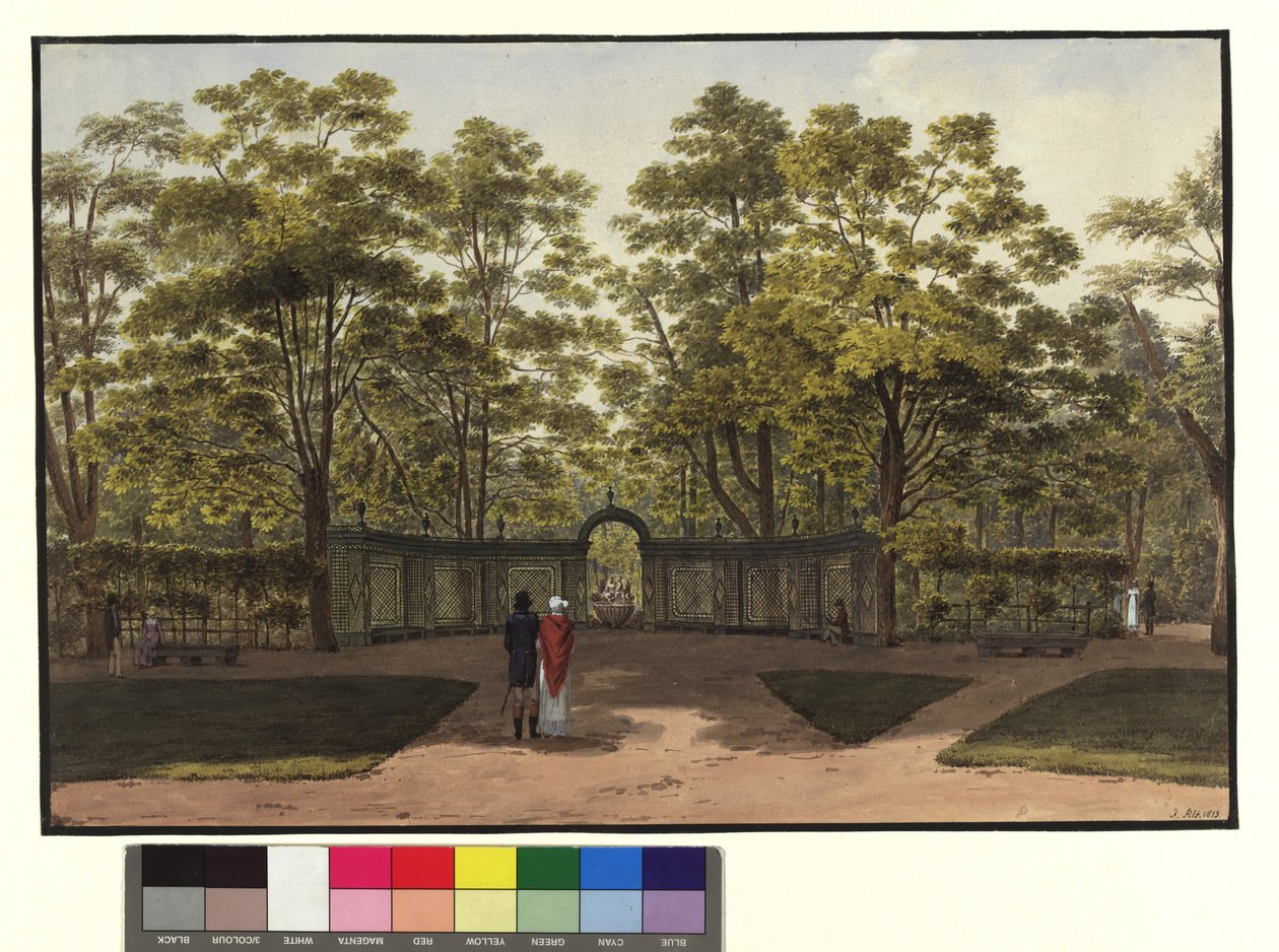 De kleine fontein in de tuin van Schönbrunn door Jakob Alt