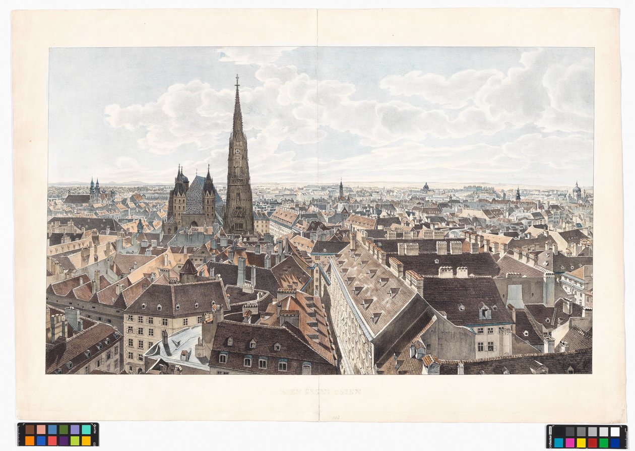 Panorama van Wenen naar het oosten vanaf de Sint-Pieterskerk door Jakob Alt