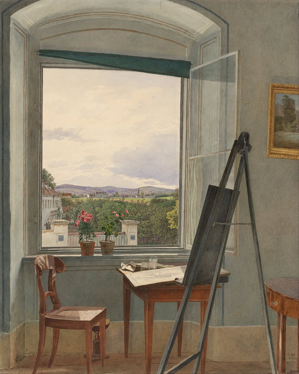 Uitzicht vanuit het atelier van de kunstenaar in Alservorstadt in de richting van Dornbach, 1836 door Jakob Alt