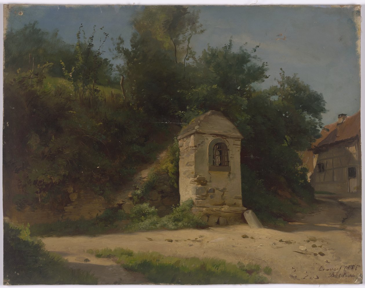 Boerderij aan de rand van het bos door Jakob Becker