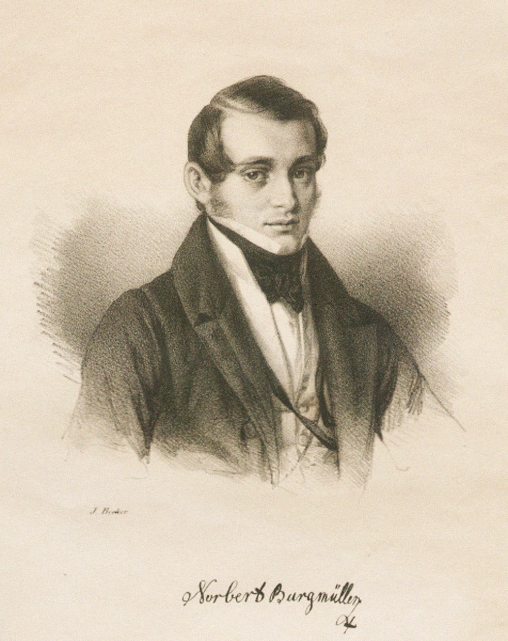 Portret van de Componist Norbert Burgmüller 1810-1836, 1836 door Jakob Becker