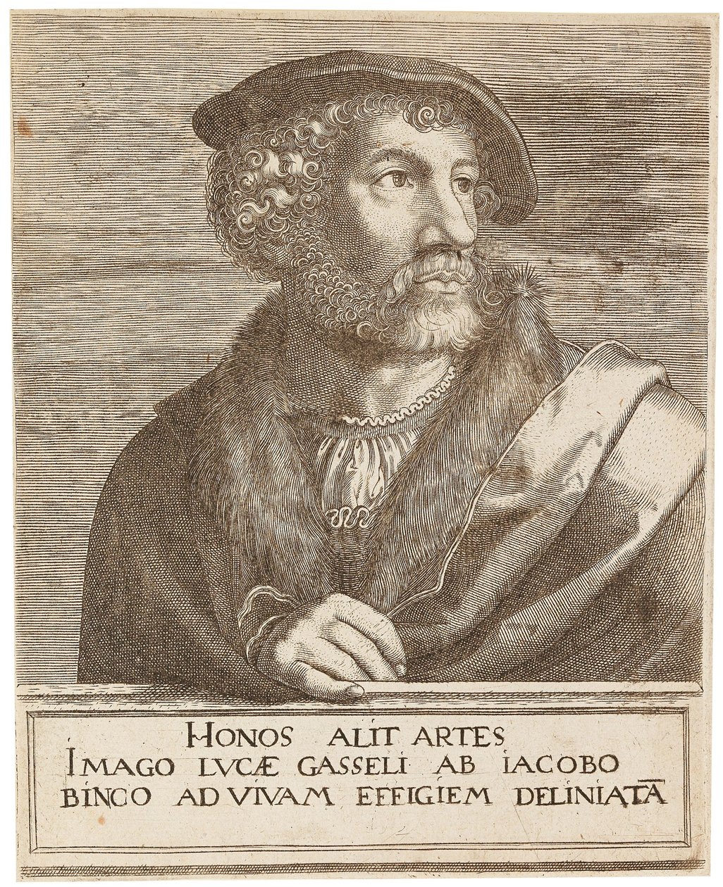 Portret van de kunstenaar Lucas Gassel door Jakob Binck