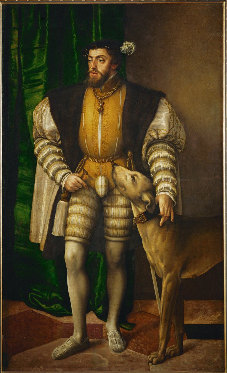 Keizer Karl V, in wiens rijk de zon ... (schilderij op doek) door Jakob Seisenegger