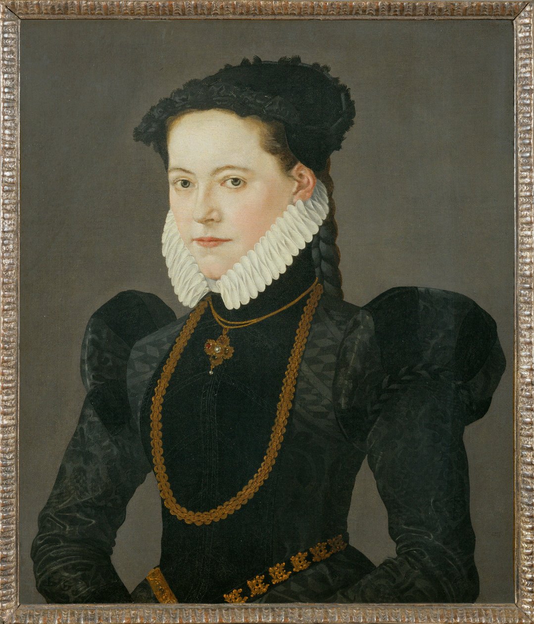 Portret van de dochter van graaf Friedrich van Oettingen ... (schilderij op doek) door Jakob Seisenegger