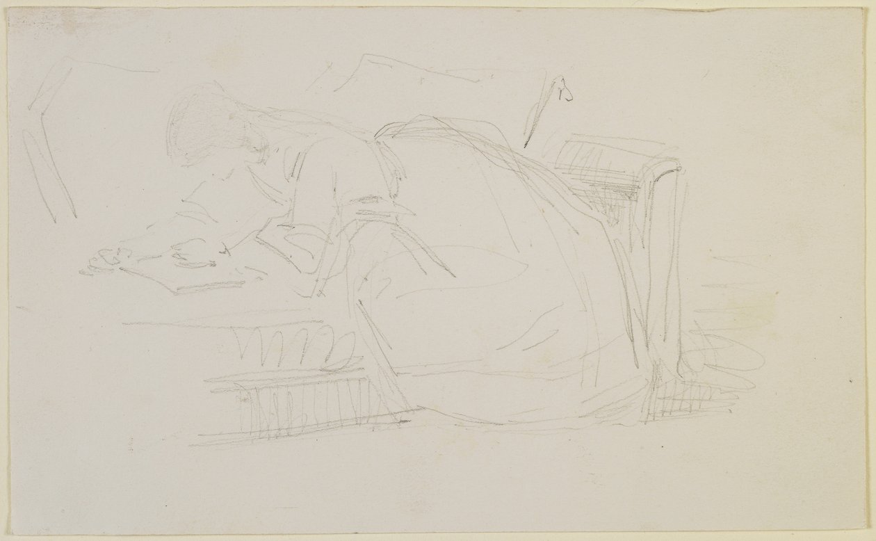 Een meisje liggend op een bank, lezend, 1858-60 door James Abbott McNeill Whistler
