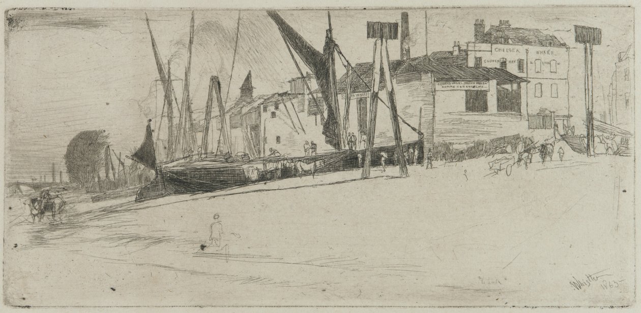 Chelsea Wharf, 1863 door James Abbott McNeill Whistler