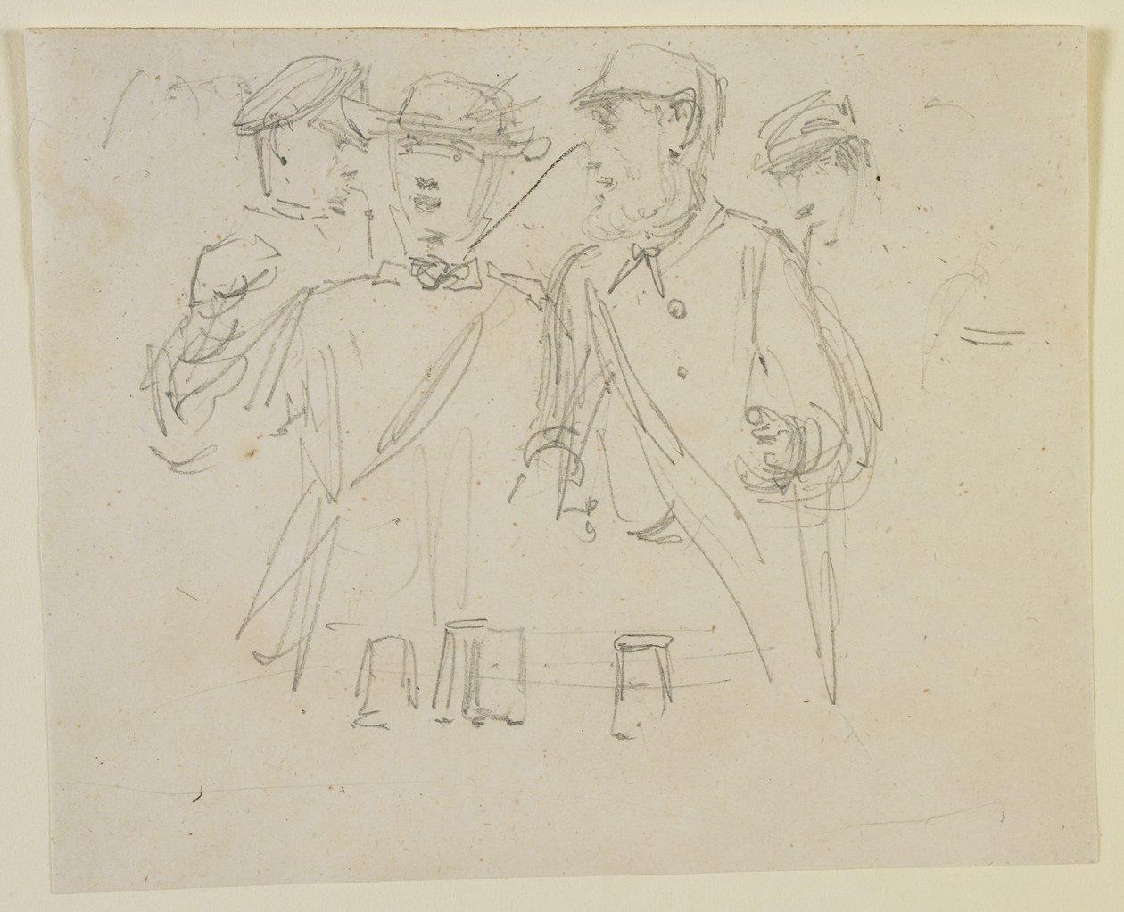 Groep van vier mannen, 1858 door James Abbott McNeill Whistler
