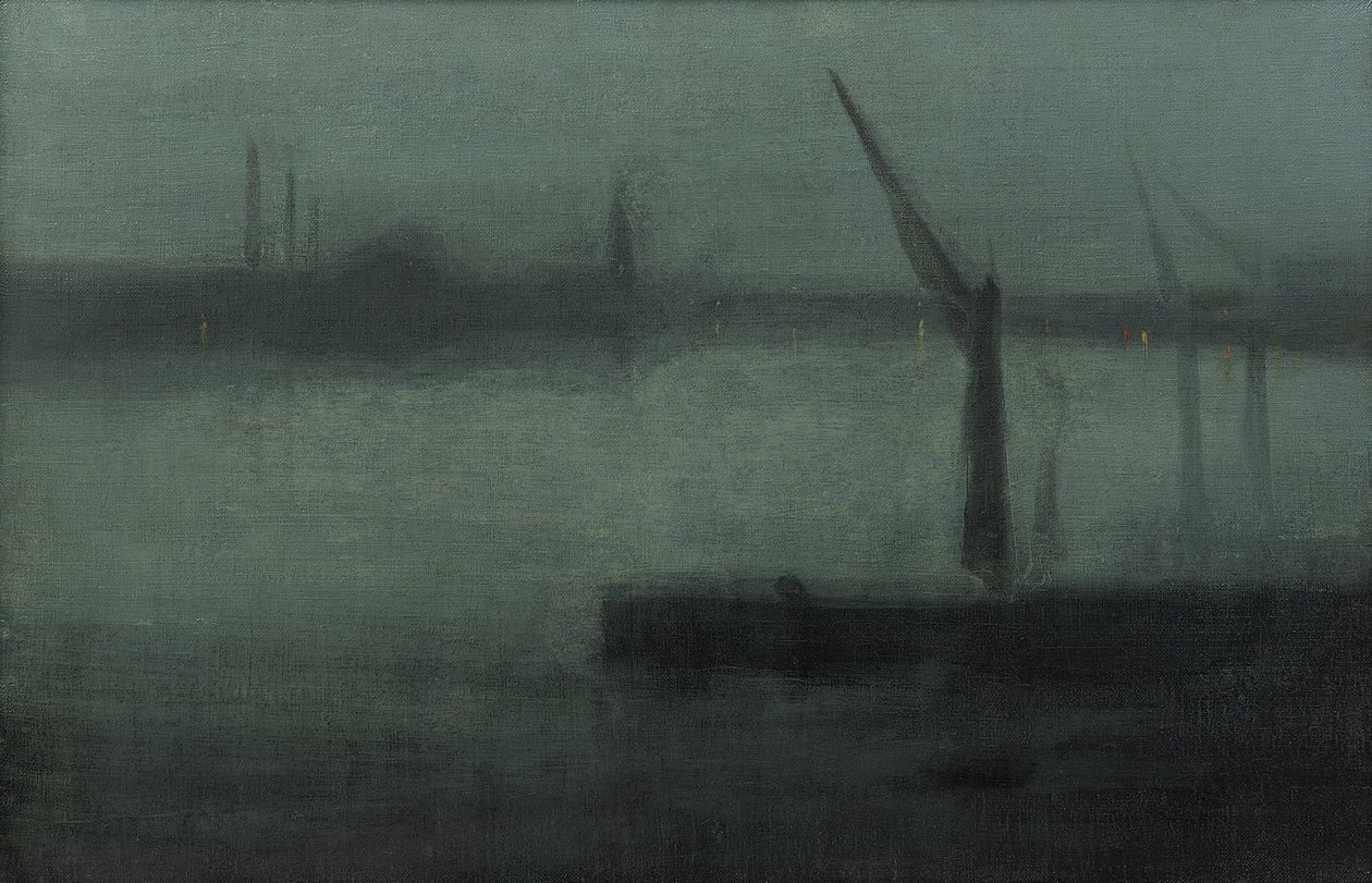 Nocturne - Blauw en Zilver—Battersea Reach door James Abbott McNeill Whistler