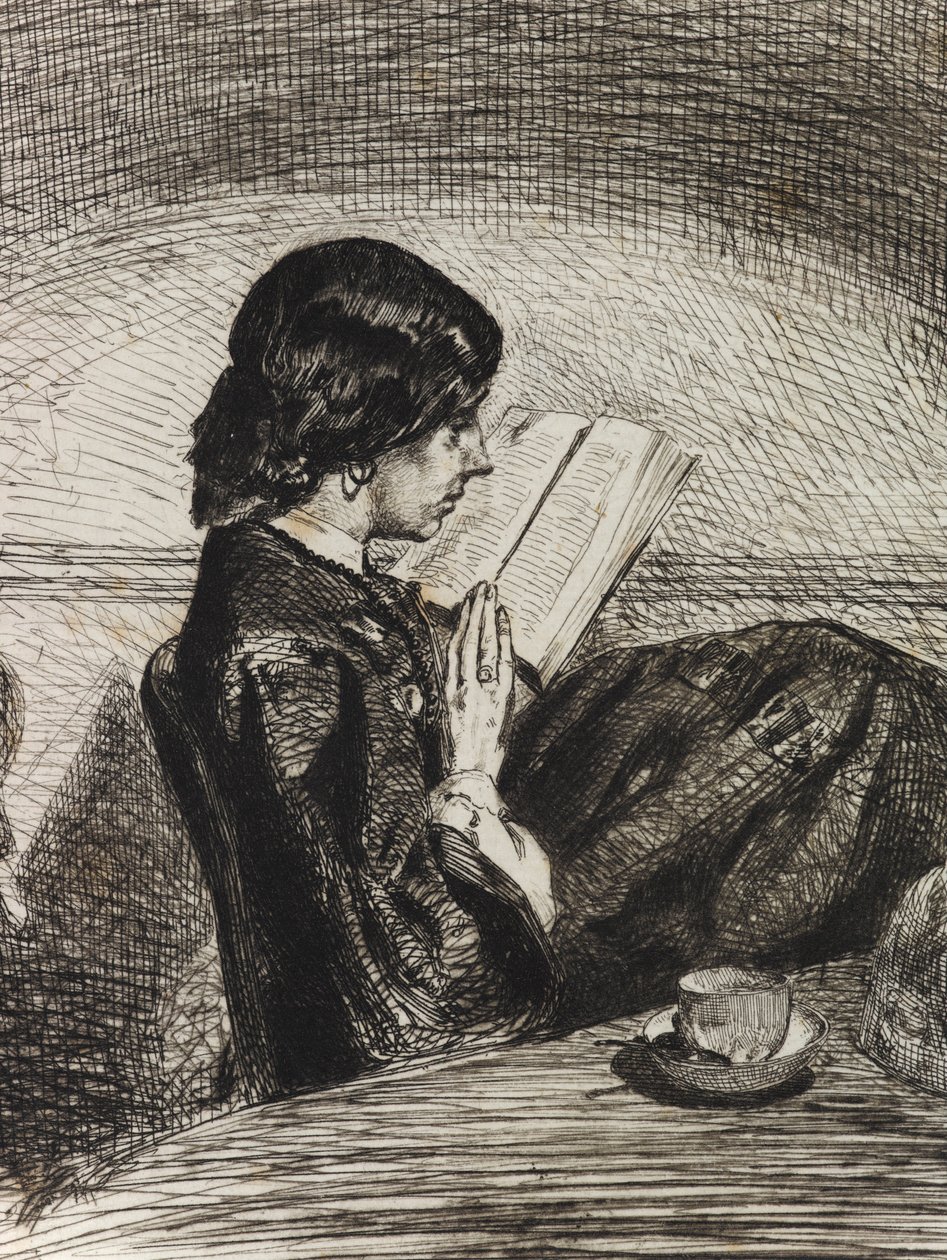 Lezen bij lamplicht door James Abbott McNeill Whistler
