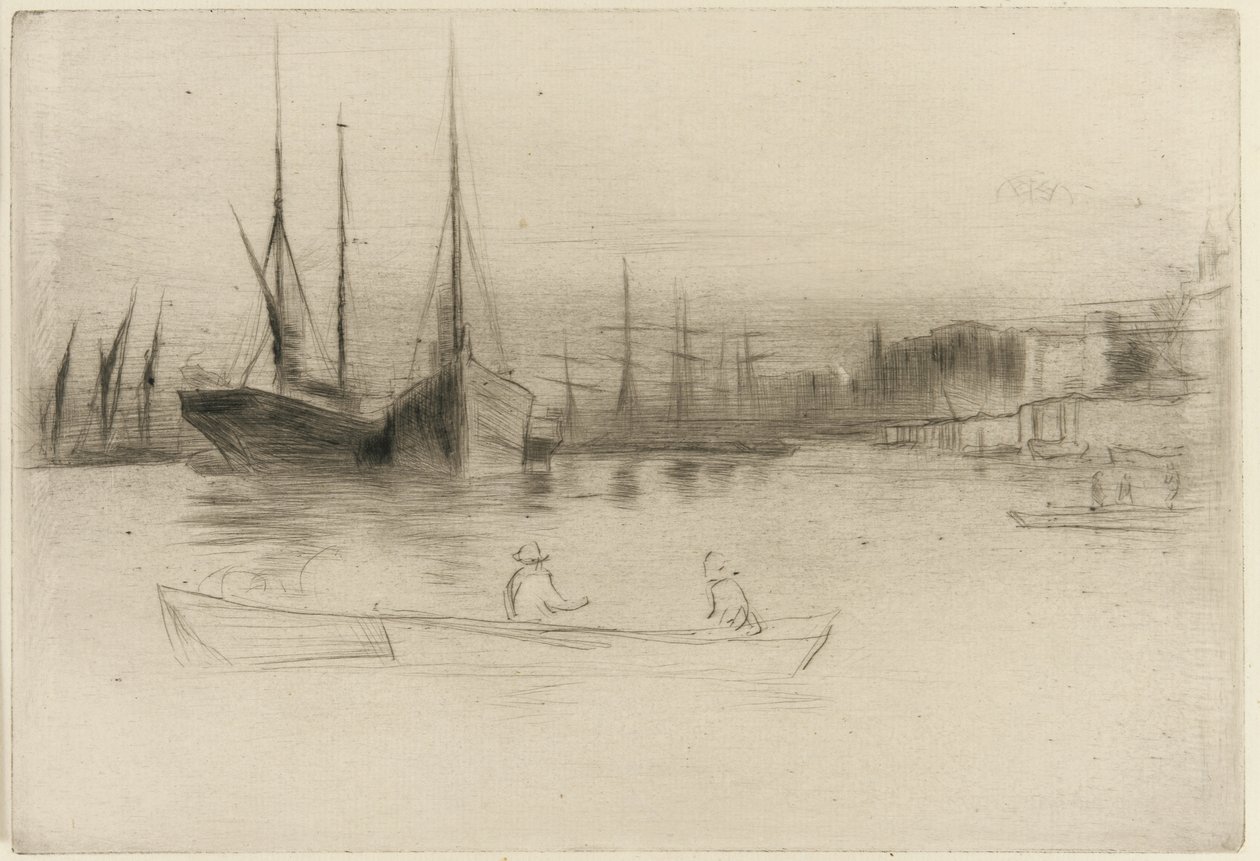 Stoomschepen bij de Toren, 1875 door James Abbott McNeill Whistler