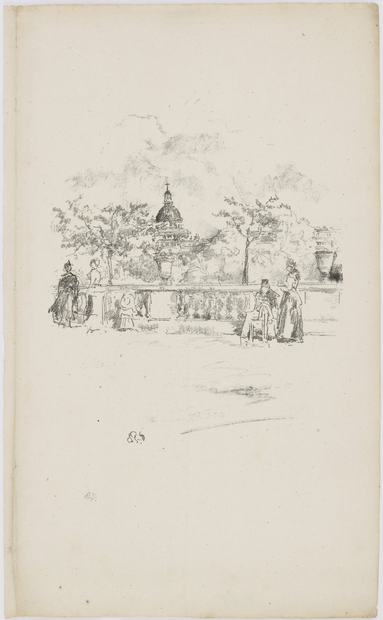 Het Pantheon, vanaf het terras van de Luxemburgse Tuinen, 1893 door James Abbott McNeill Whistler