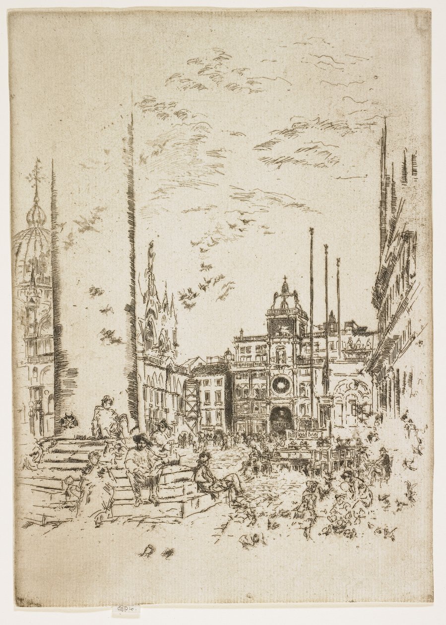 De Piazetta, plaat uit De Tweede Venetië Set of Zesentwintig Etsen, 1879-1880 door James Abbott McNeill Whistler