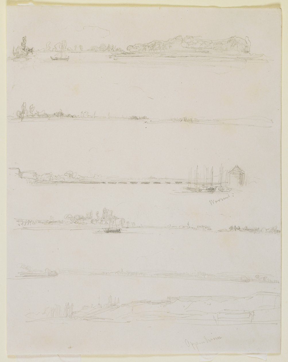 De Rijn, nabij Worms en Oppeheim, 1858 door James Abbott McNeill Whistler