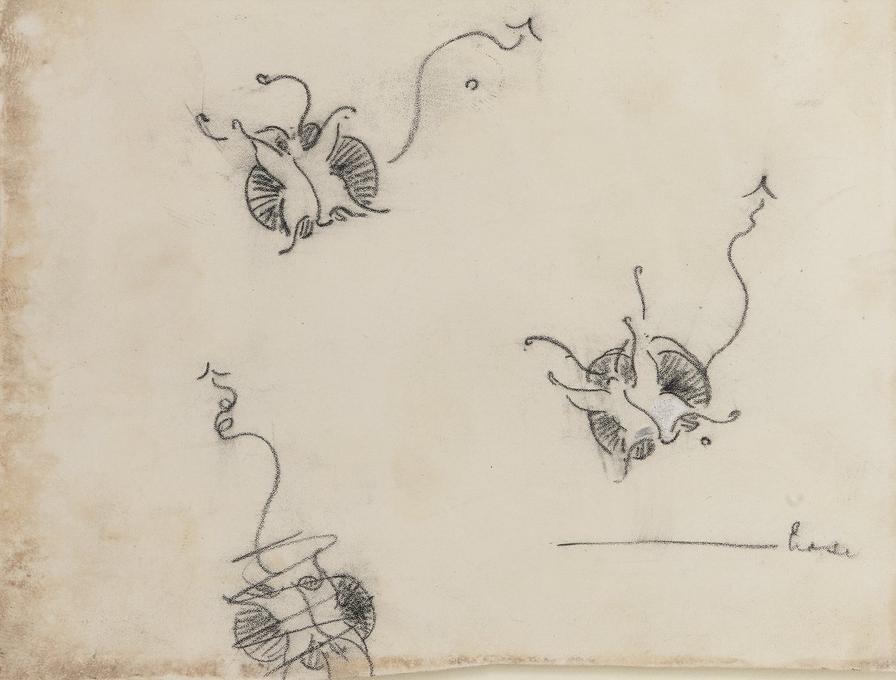 Drie Whistler-vlinders en een vernietigde schets, c.1890 door James Abbott McNeill Whistler