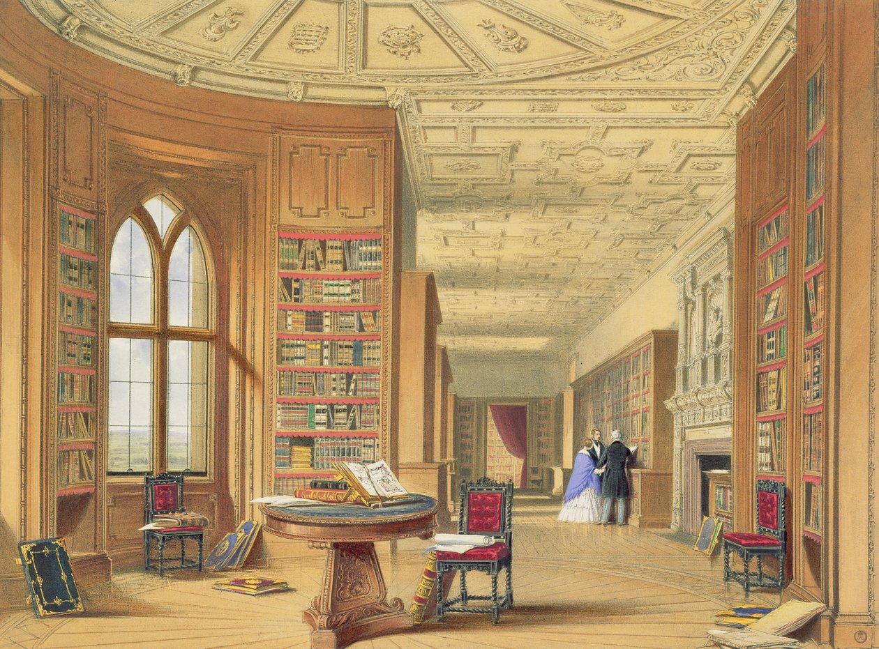 De bibliotheek, Windsor Castle, 1838 door James Baker Pyne