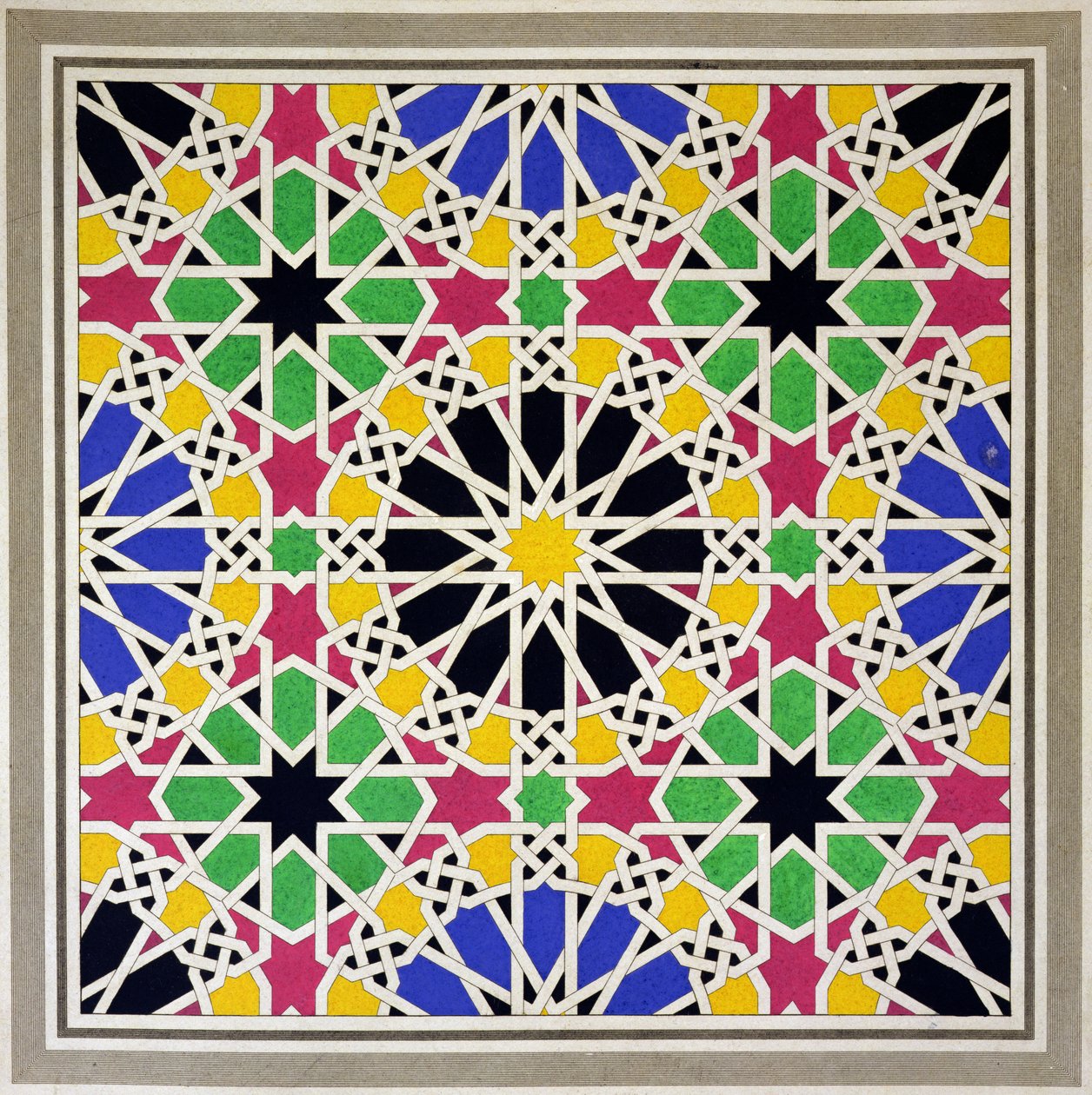 Mozaïekornament aan de zuidkant van de Leeuwenhof, Alhambra, uit 