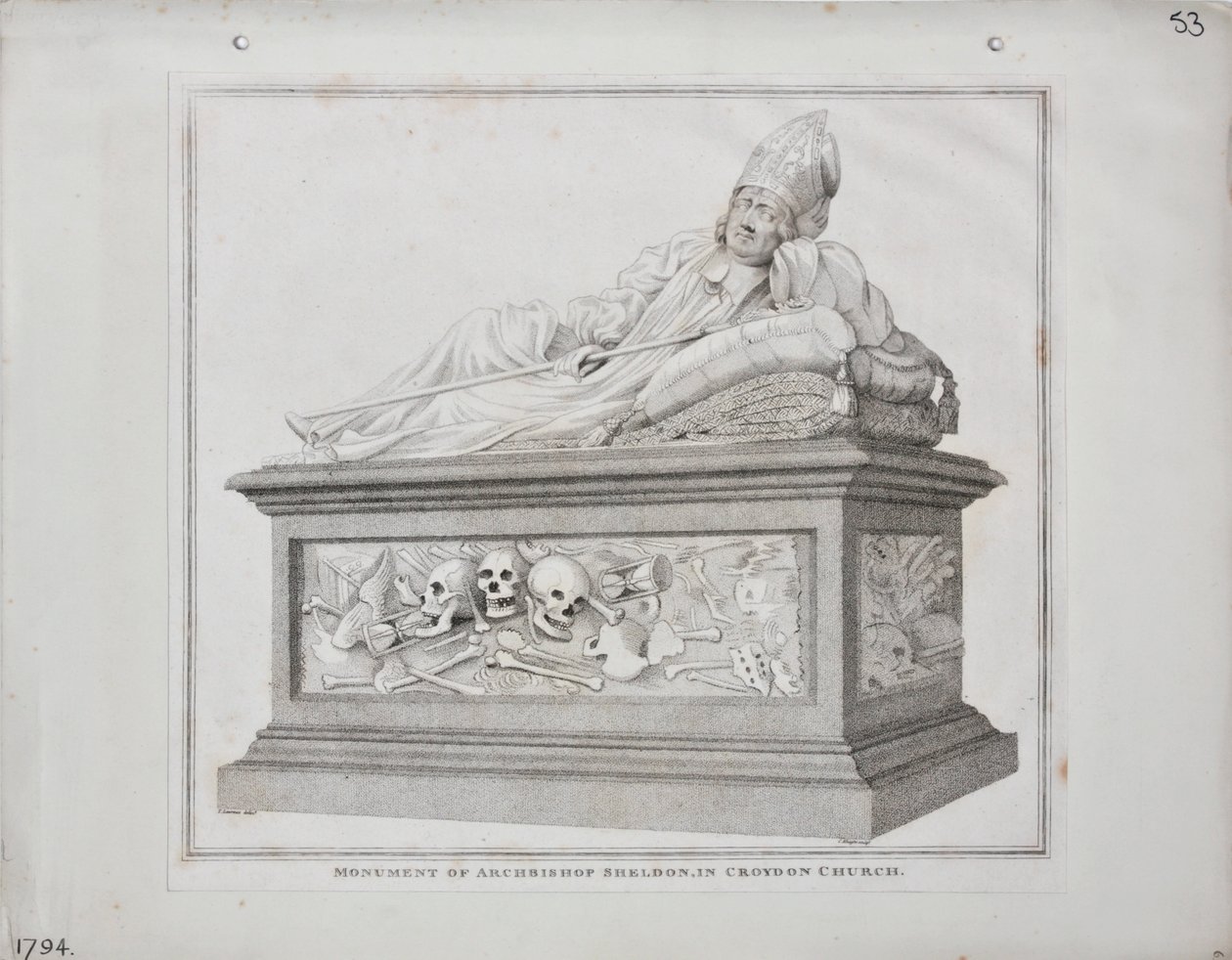 Monument van Aartsbisschop Sheldon in de Kerk van Croydon, 1794 door James Edwin Cooper