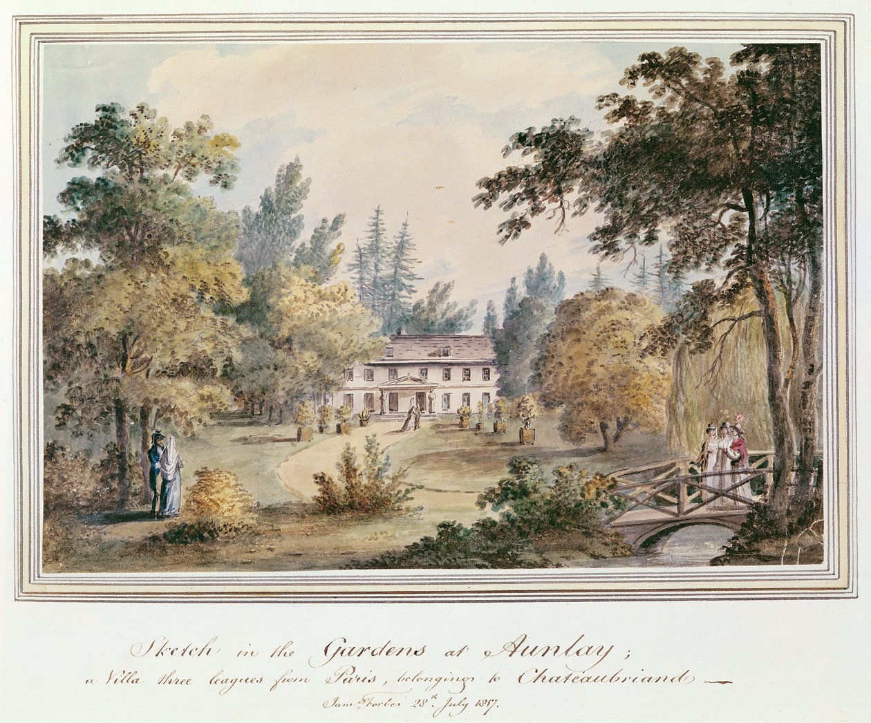 Schets in de tuinen van Aulnay, 1817 door James Forbes