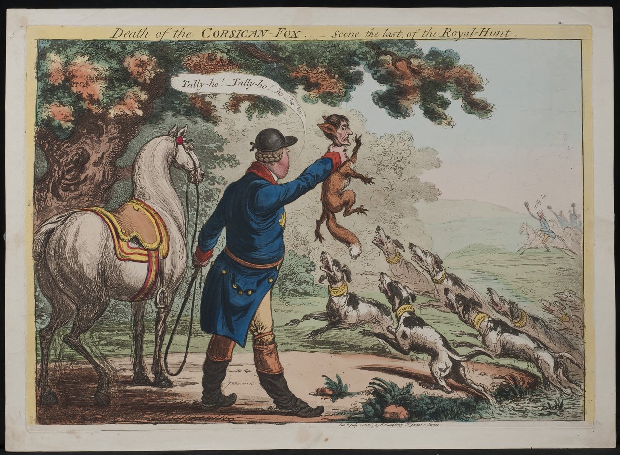 Dood van een Corsicaanse Vos – Scène de laatste van de Koninklijke Jacht door James Gillray
