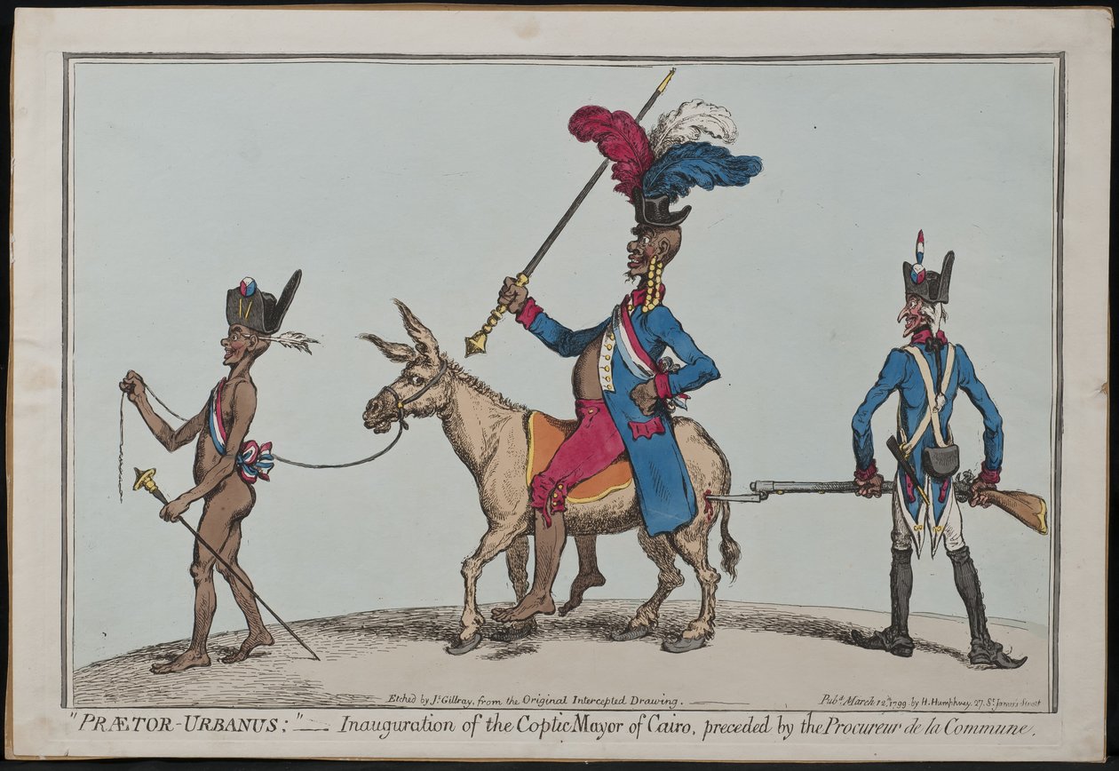 Praetor-Urbanus, Inhuldiging van de Koptische Burgemeester van Caïro, Voorafgegaan door de Procureur van de Gemeente door James Gillray