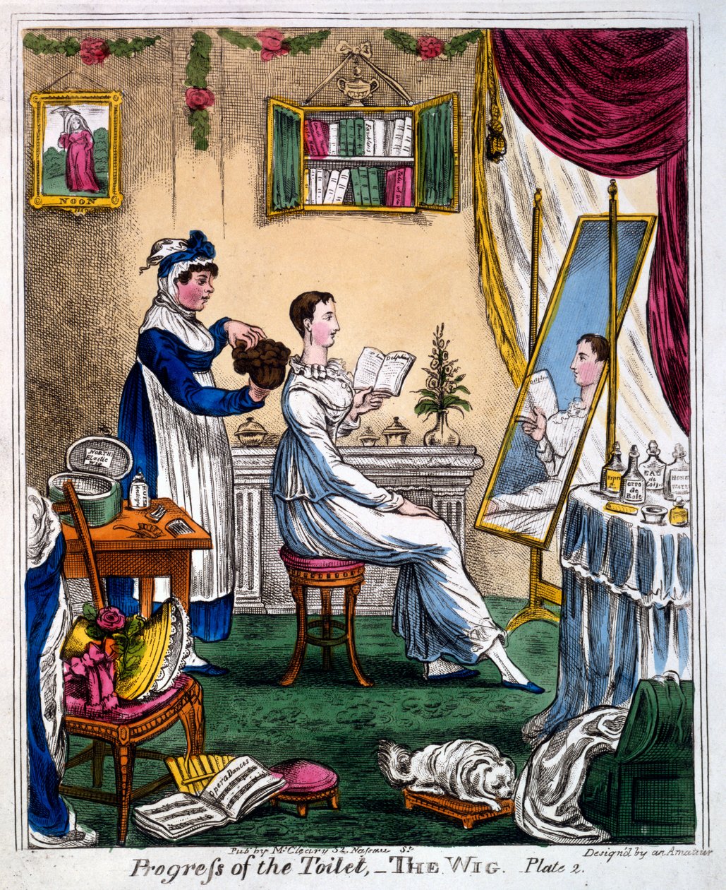 Voortgang van het Toilet - De Pruik, begin 19e eeuw door James Gillray