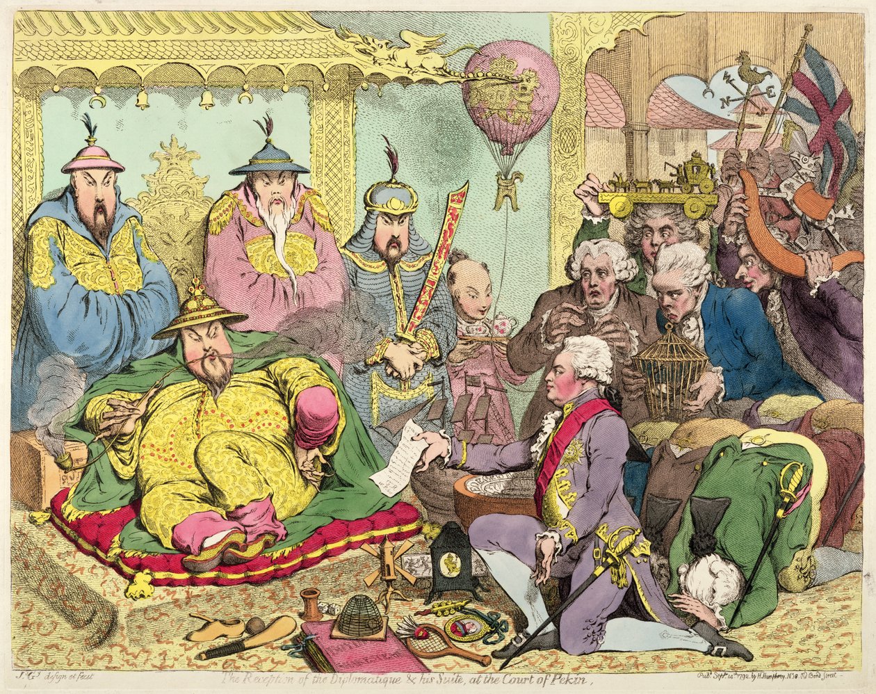 Ontvangst van de Diplomaat en zijn Gevolg aan het Hof van Peking, c.1793 door James Gillray
