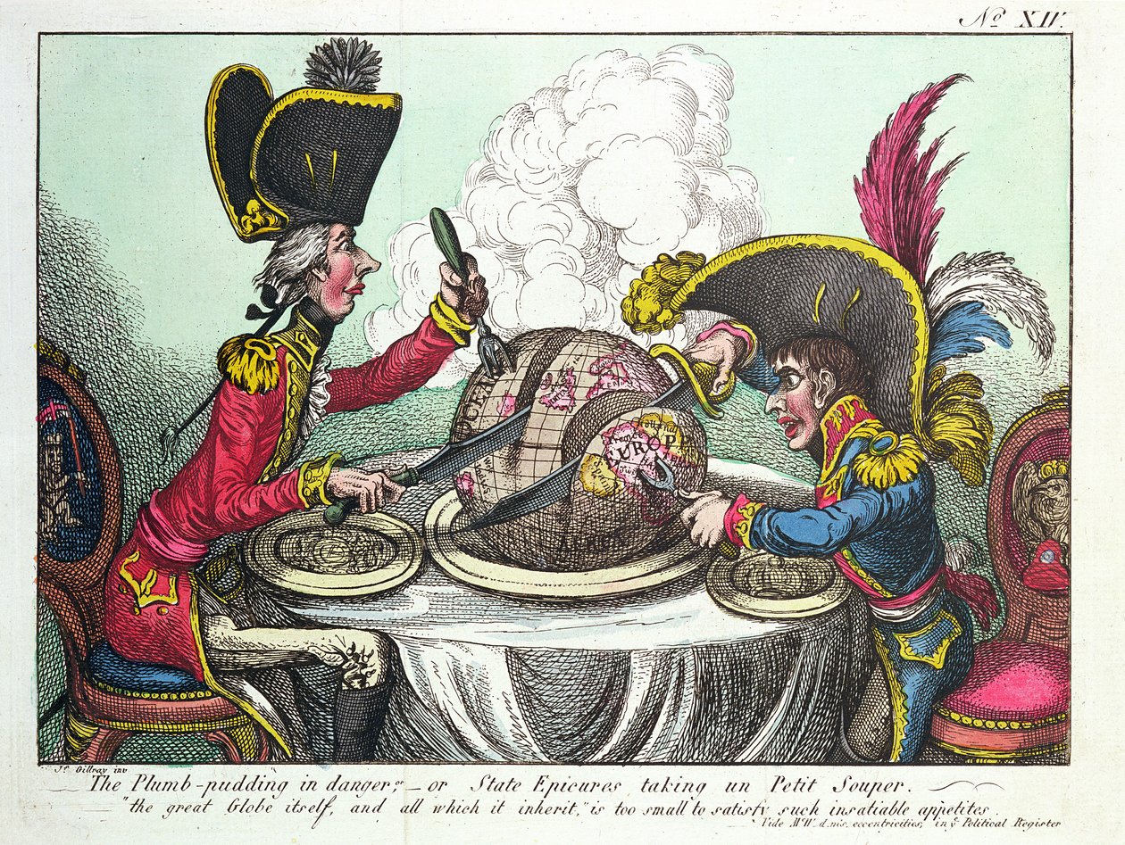 De Pruimenpudding in Gevaar, 1805 door James Gillray