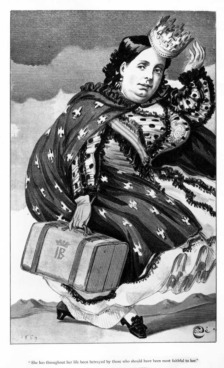 Koningin Isabella II van Spanje, cartoon gepubliceerd in 