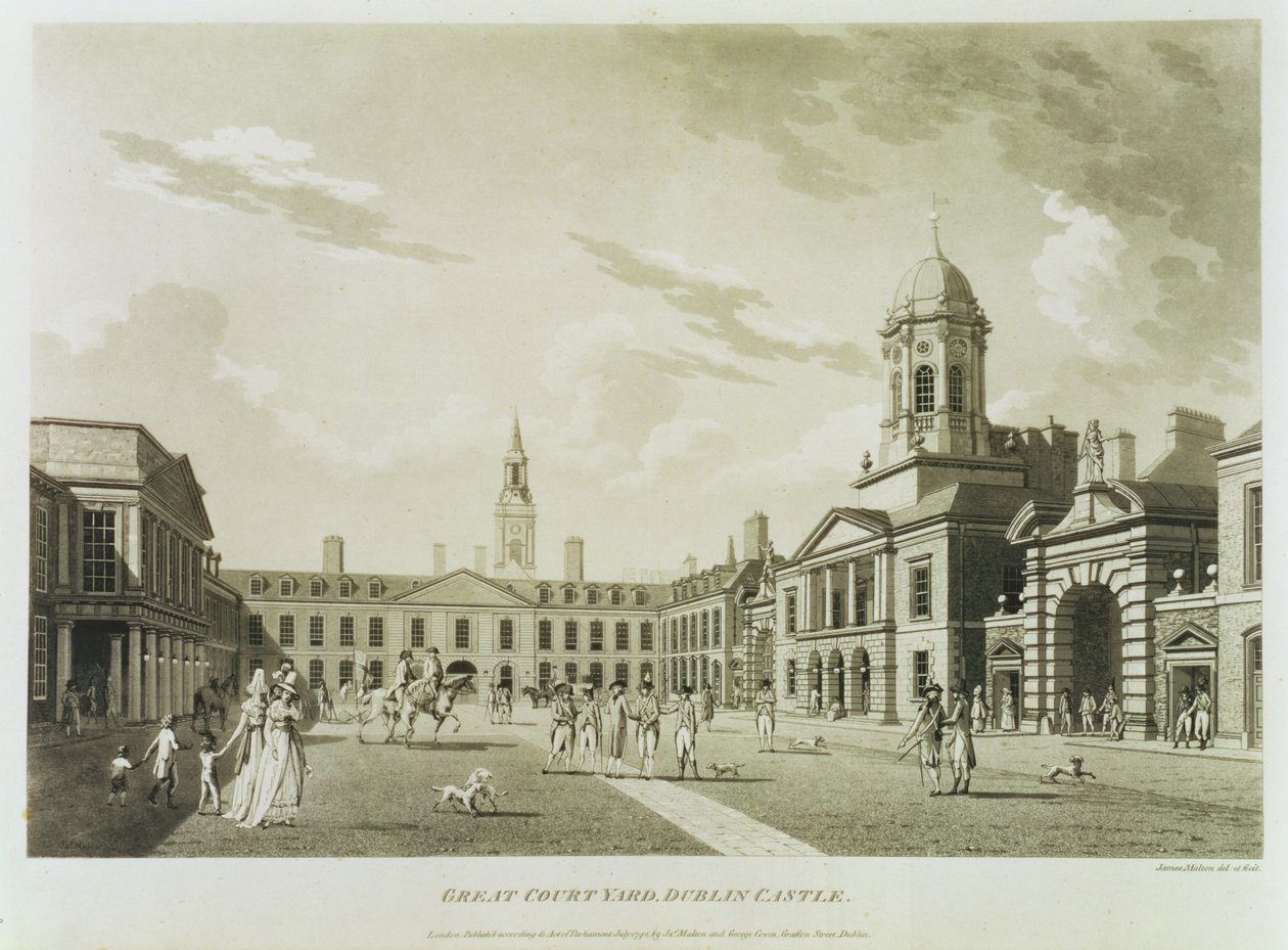 De Grote Binnenplaats, Dublin Castle, 1792 door James Malton