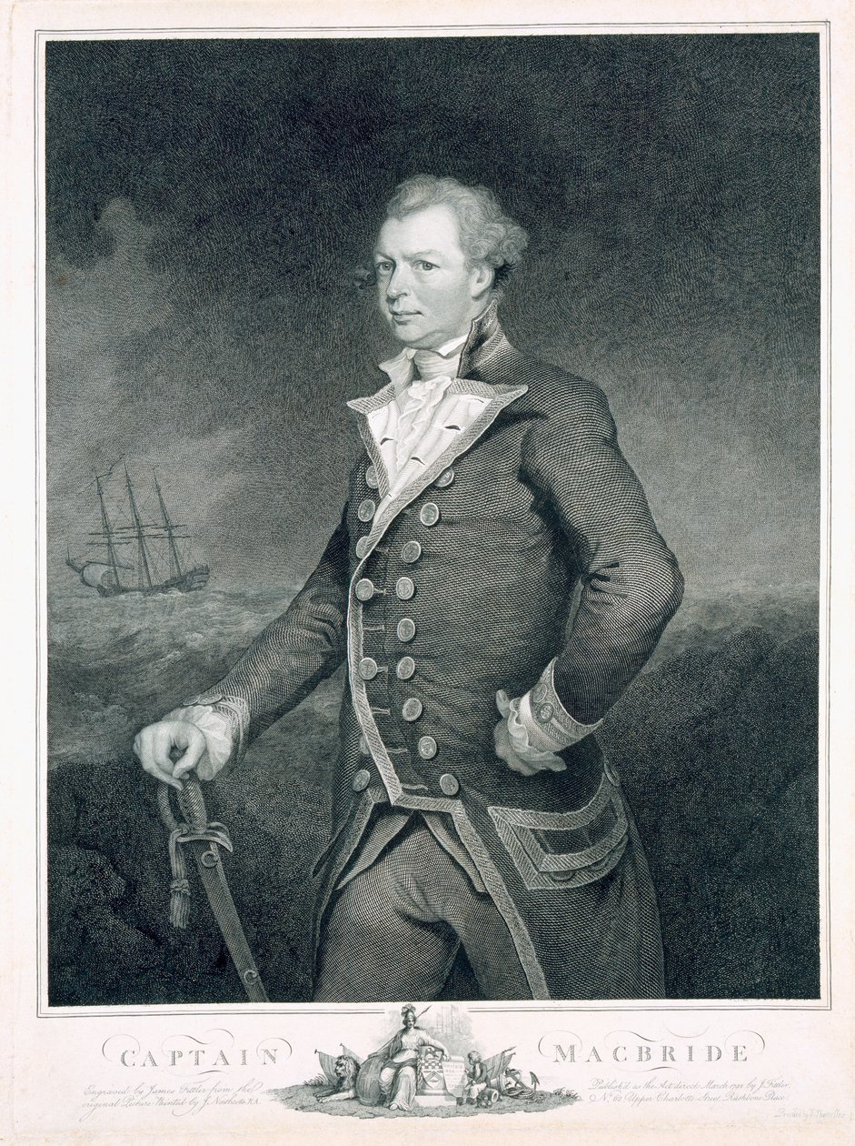 Portret van Admiraal John Macbride (overleden 1800) gegraveerd door James Fittler, 1792 door James Northcote