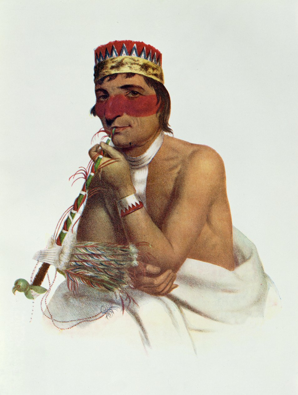 Wa-Em-Boesh-Kaa, een Chippeway-hoofd van Sandy Lake, 1826, illustratie uit 
