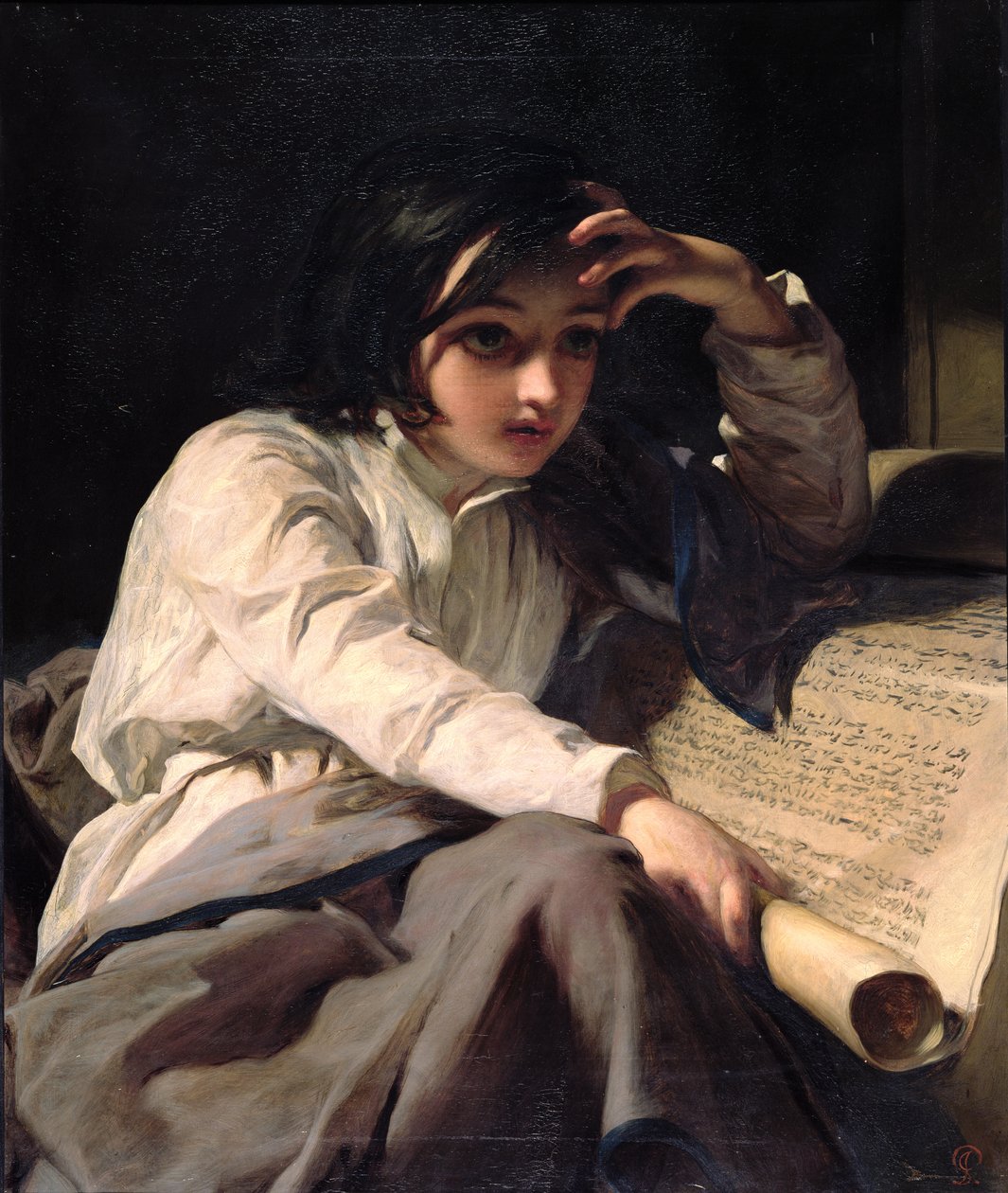 De Jonge Timotheüs die de Schrift ontvouwt, c.1853 door James Sant