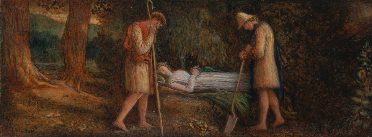Imogen en de Herders, uit Cymbeline, Act IV, scène ii door James Smetham