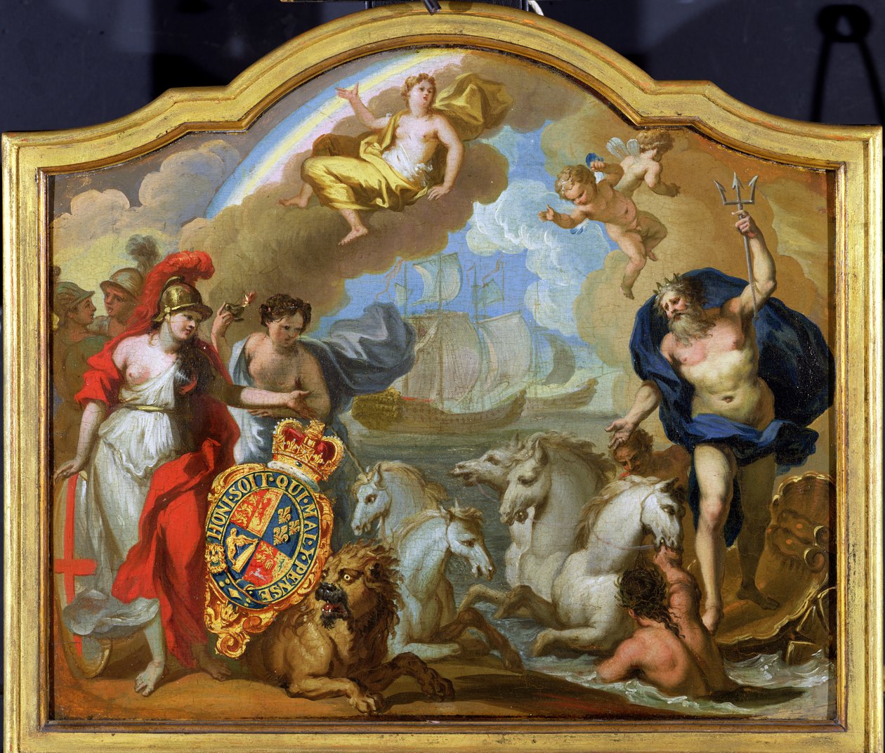 Allegorie van de macht van Groot-Brittannië op zee, ontwerp voor een decoratief paneel voor de ceremoniële koets van George I, c.1720 door James Thornhill
