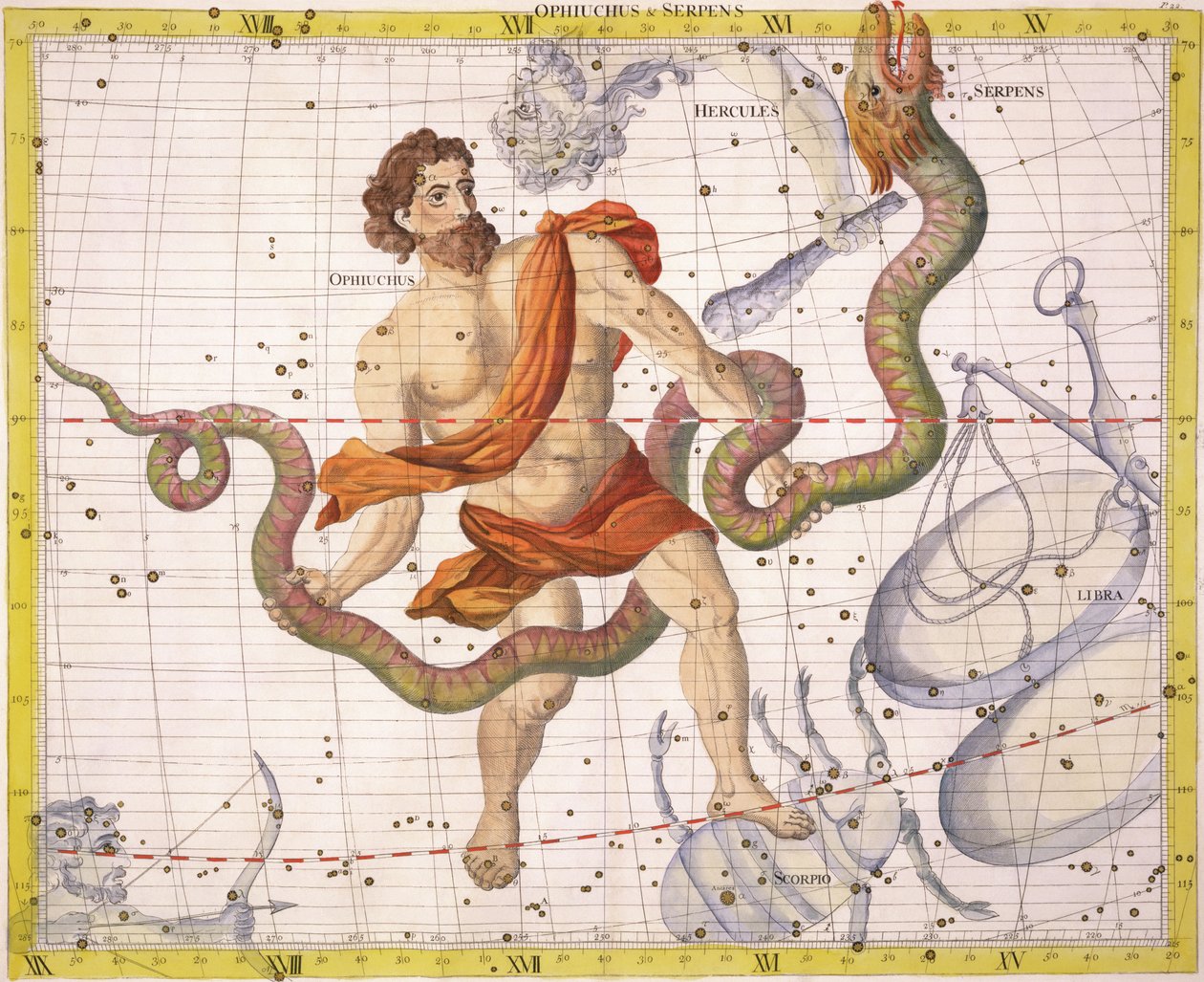 Constellatie van Ophiucus en Serpens, plaat 22 uit 