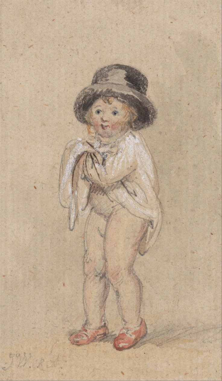 Een Kleine Jongen met Rode Schoenen (Kind met Rode Schoenen en een Hoge Hoed) door James Ward