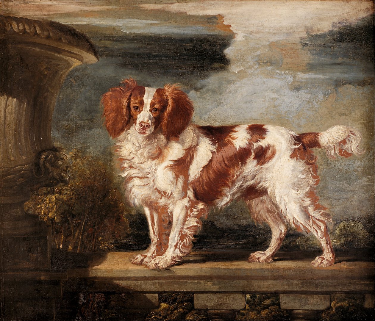 Portret van Dash, een favoriete spaniël, eigendom van Lady Frances Vane-Tempest door James Ward