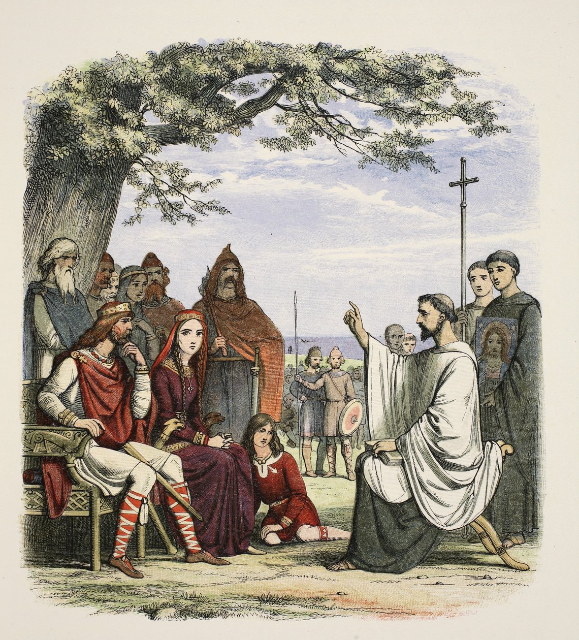 Augustinus predikt voor koning Ethelbert, 597 AD, uit 