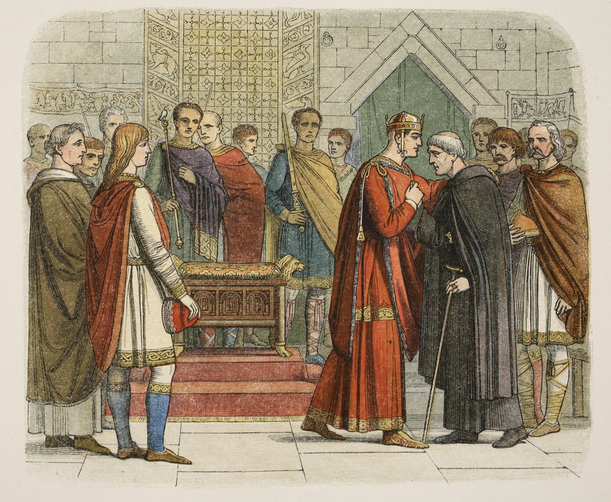 Koning Willem I brengt een bezoek aan de Engelse leiders in 1067, uit A Chronicle of England BC 55 to AD 1485, pub. Londen, 1863 door James William Edmund Doyle