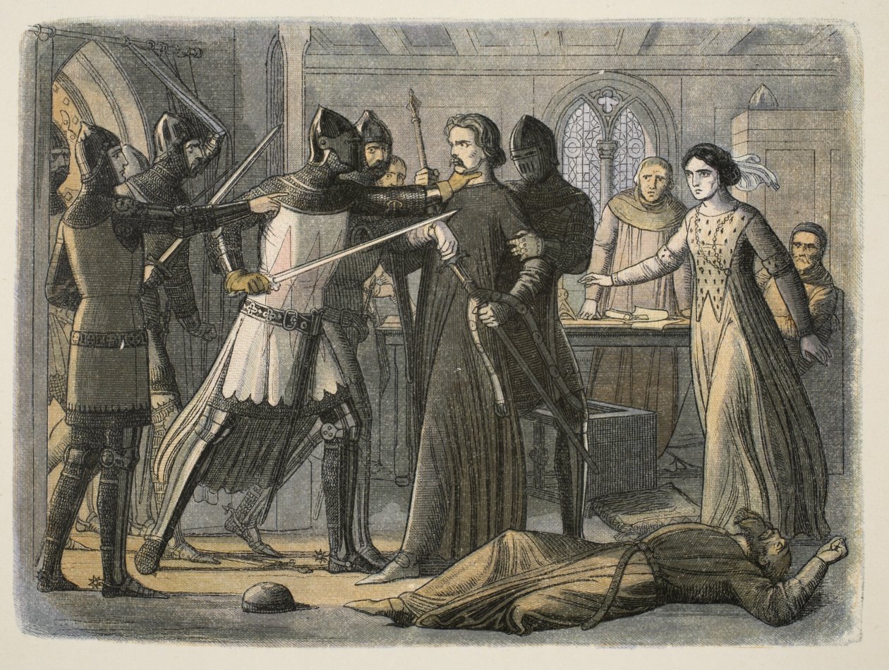 Mortimer Gevangen door de Koning, uit Een Kroniek van Engeland BC 55 tot AD 1485, uitgegeven Londen, 1863 door James William Edmund Doyle