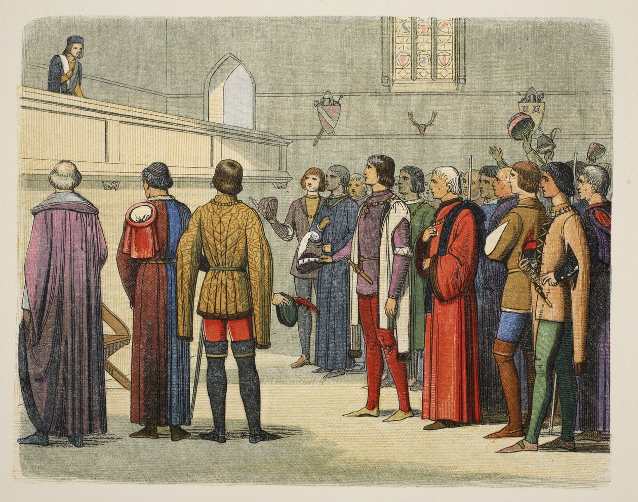 Richard uitgenodigd om de kroon aan te nemen, 25 juni 1483, uit A Chronicle of England BC 55 to AD 1485 uitgegeven in Londen, 1863 door James William Edmund Doyle