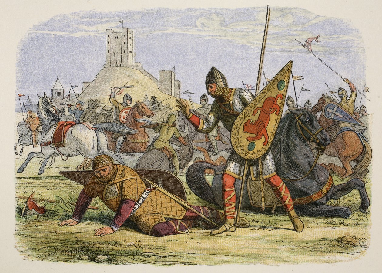 Robert verwondt zijn vader, Koning Willem I, januari 1079, uit A Chronicle of England BC 55 to AD 1485, gepubliceerd in Londen, 1863 door James William Edmund Doyle