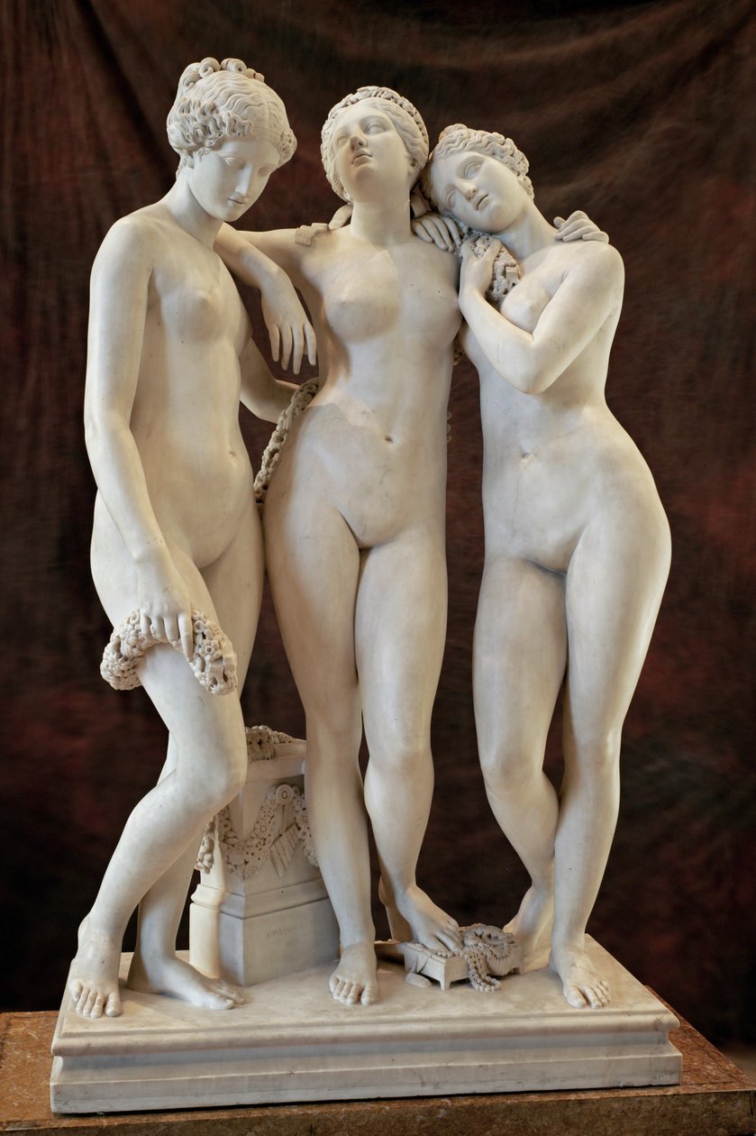 Les Trois Graces - de drie gratiën, Salon 1831 ... door James (1790 1852) Pradier